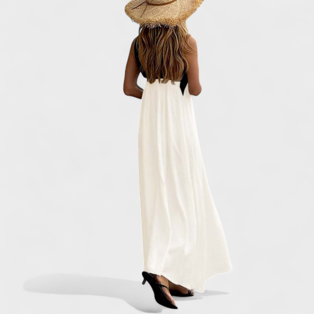 Sue™ | Chic Cross-Neck Maxi Dress