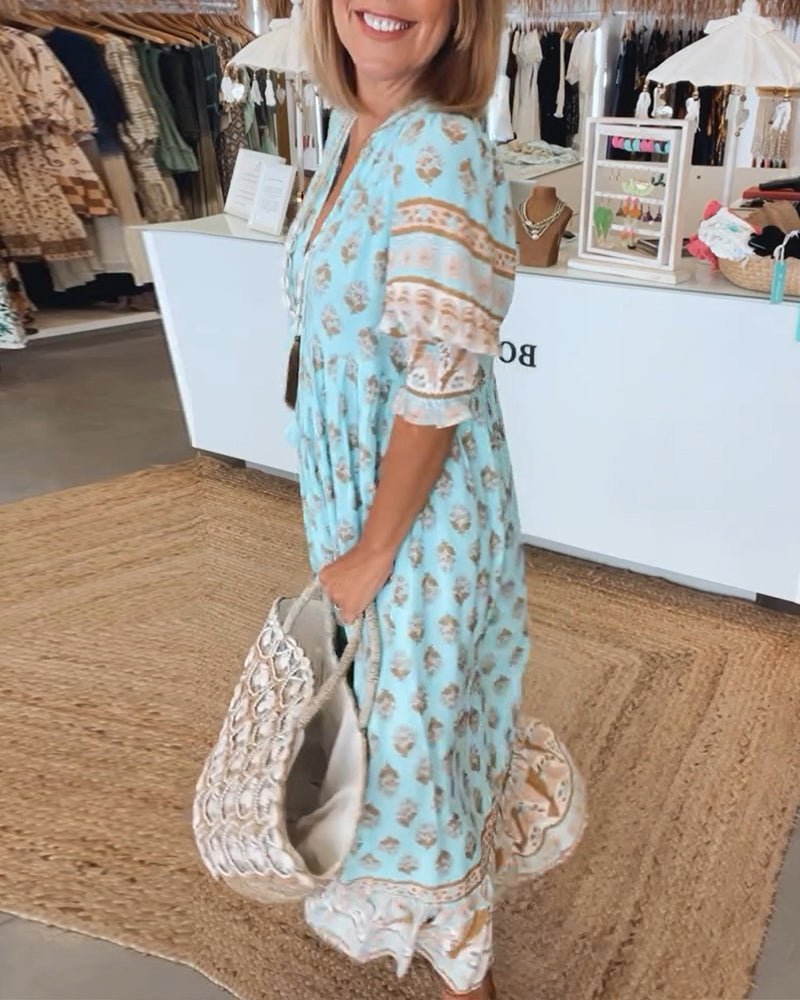Audrey™ | Bohemian Midi Dress with Tassels