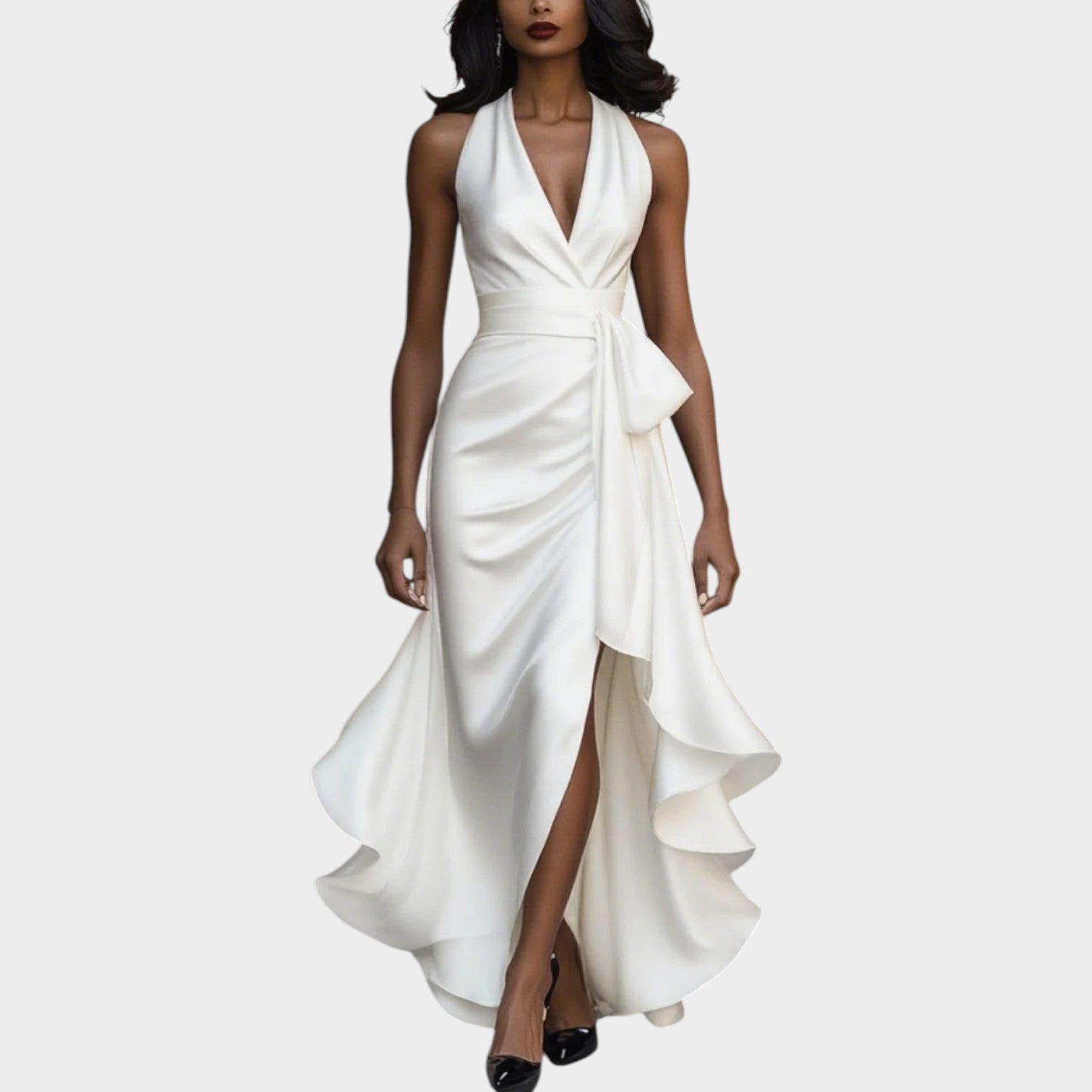 Elegant Halter Wrap Maxi Dress