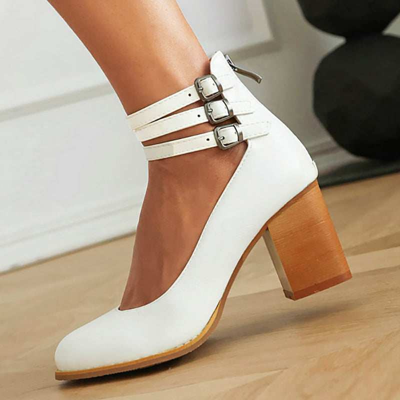 Casilda™ | Sleek Ankle Strap Sandals with Chunky Heel
