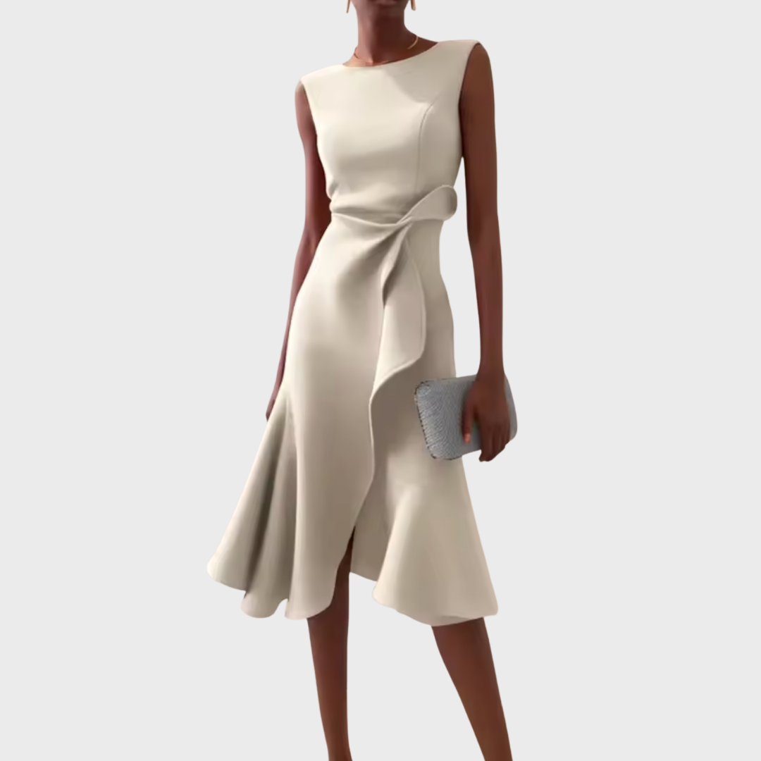 Sheila™ | Asymmetrical Draped Midi Dress