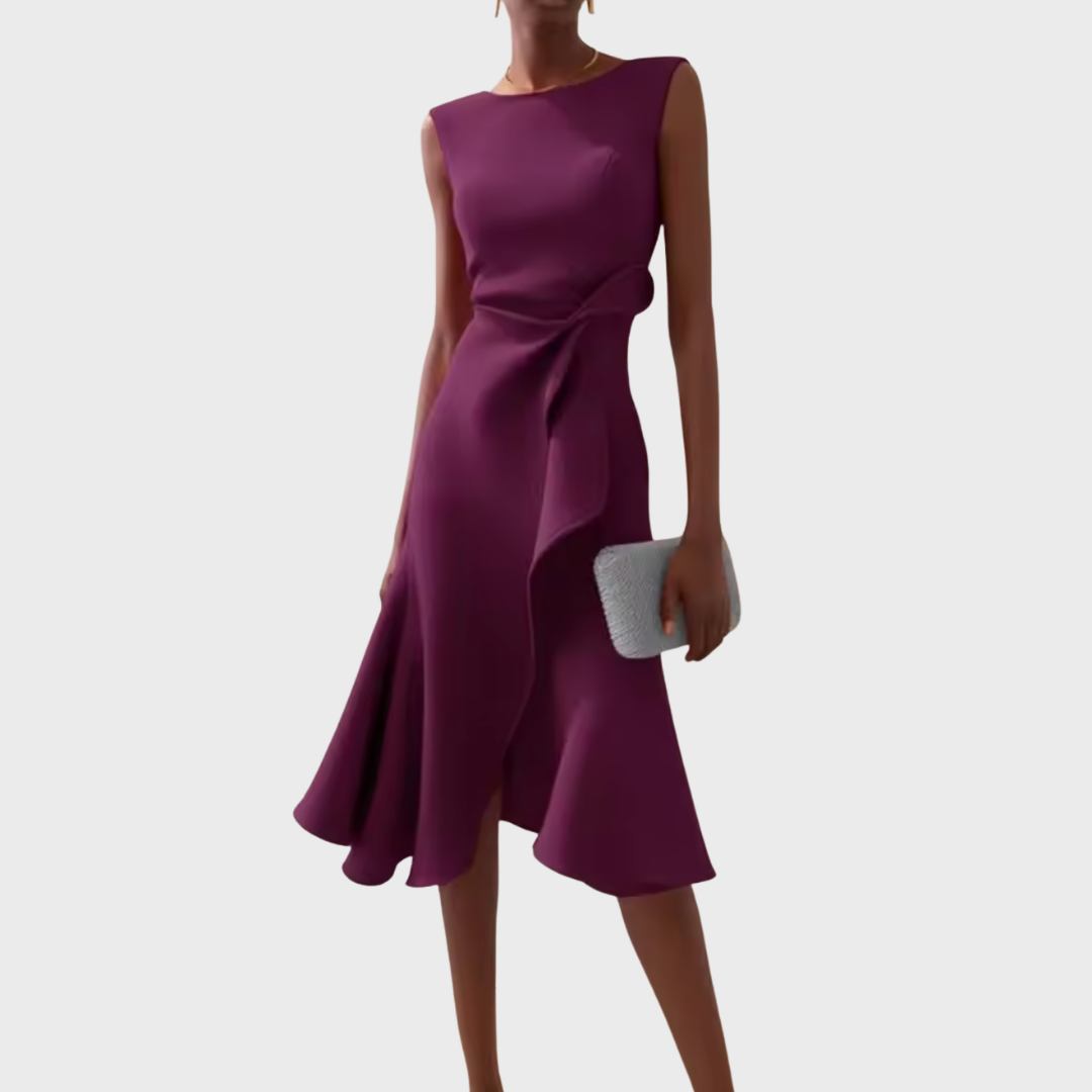 Sheila™ | Asymmetrical Draped Midi Dress