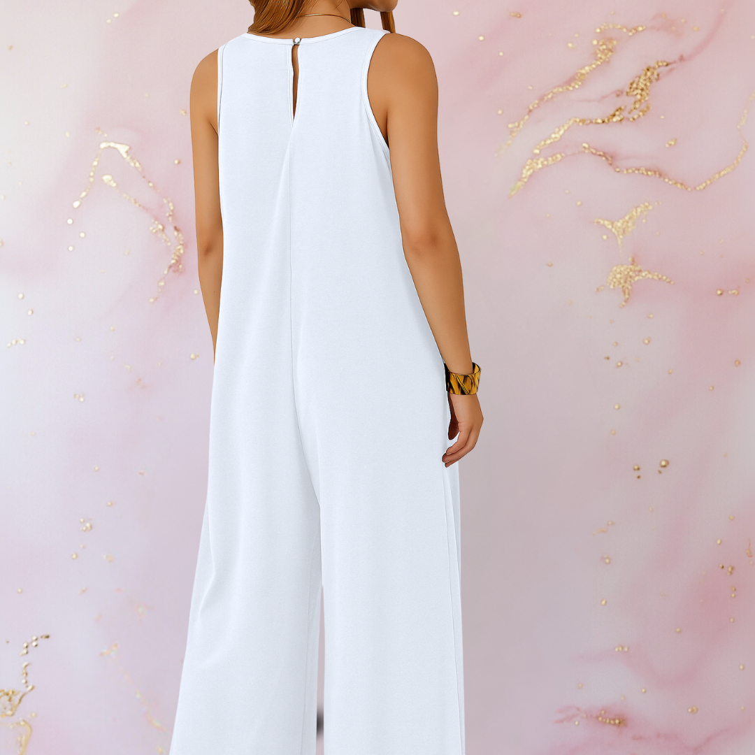 Onyx | Women's Sleeveless V-Neck Wide Leg Jumpsuit with Pockets