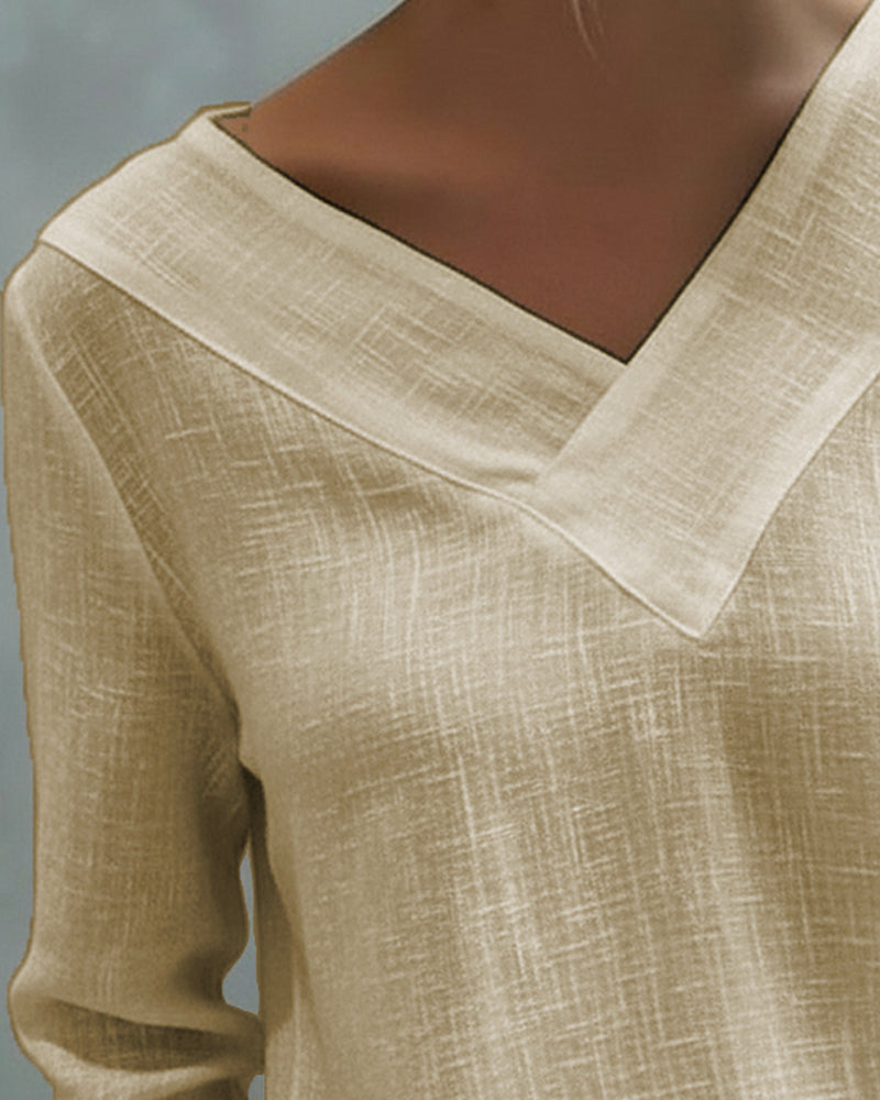 Aria | Women's Long Sleeve Top with Asymmetric V-Neck