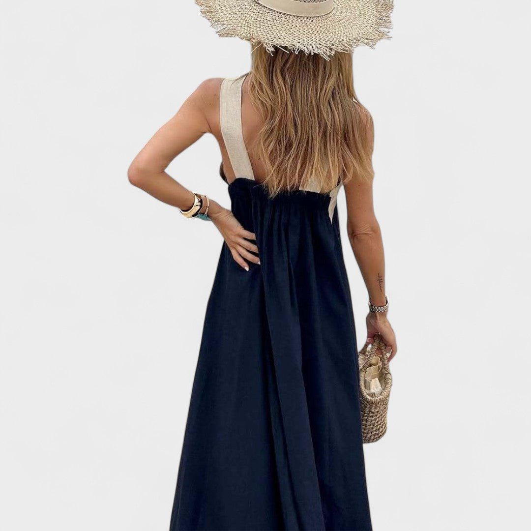 Sue™ | Chic Cross-Neck Maxi Dress