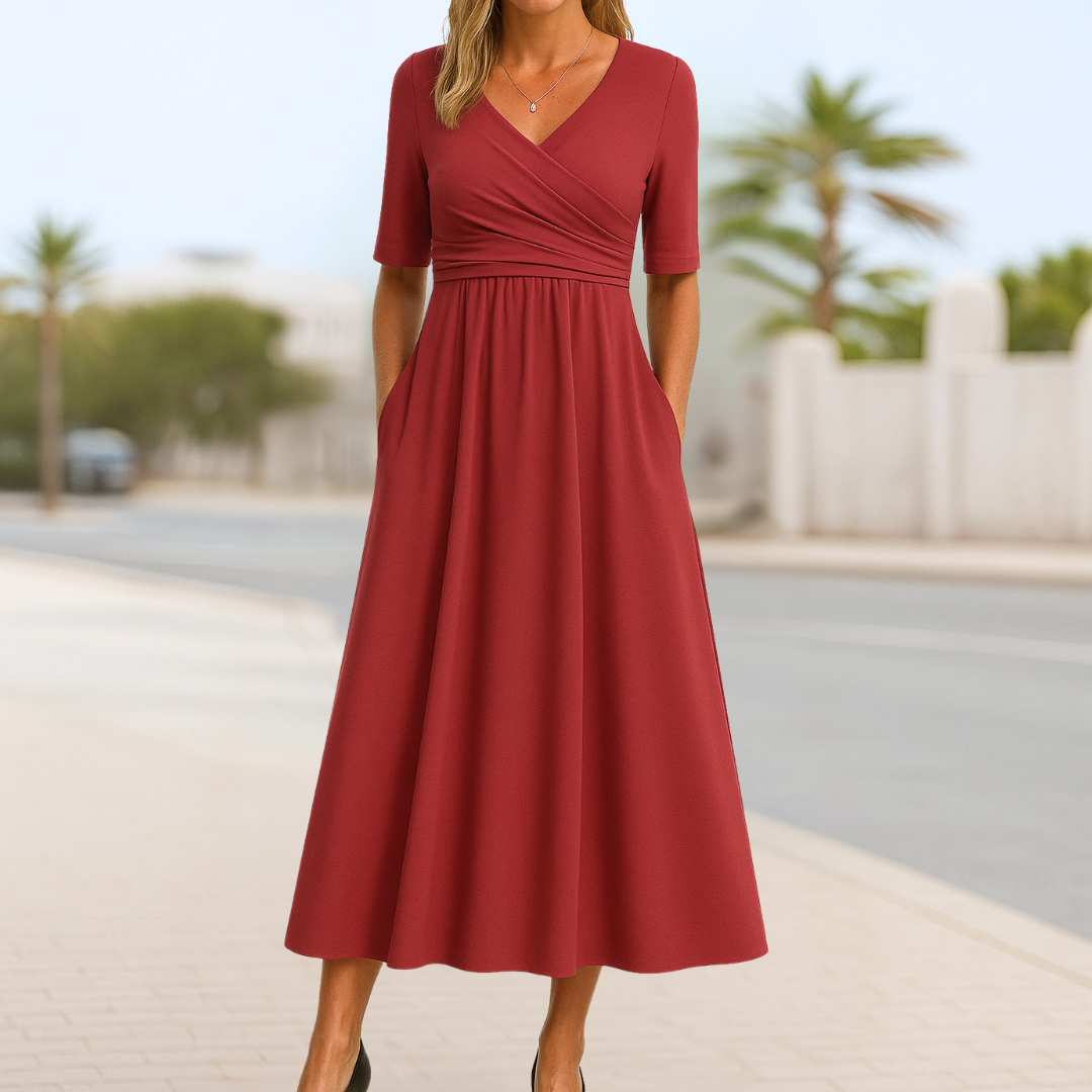 Madeline™ | Short Sleeve Crossed Dress