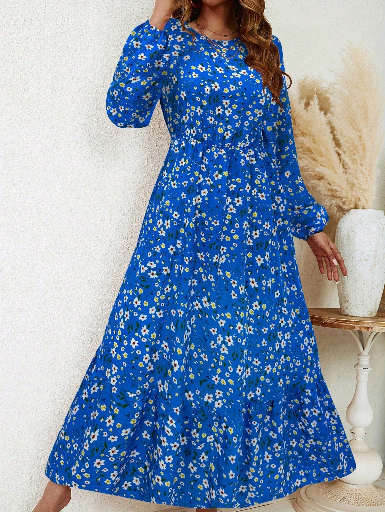 Flora | Women's Maxi Dress with Floral Print, Bishop Sleeves, and Smocked Waist