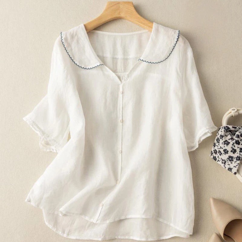 Kristi™ | Retro-Inspired Blouse with Button Accents