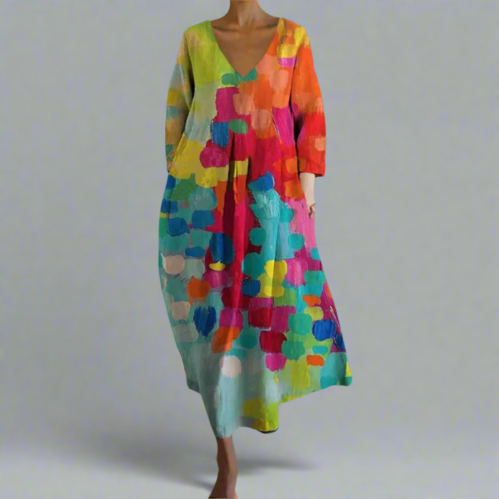 Cheryl™ | Vibrant V-Neck Dress