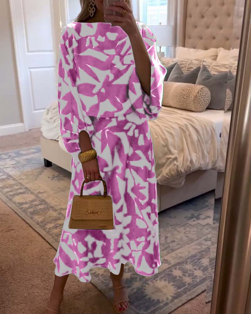 Ashley™ | Printed Two-Piece Set with Lantern Sleeves
