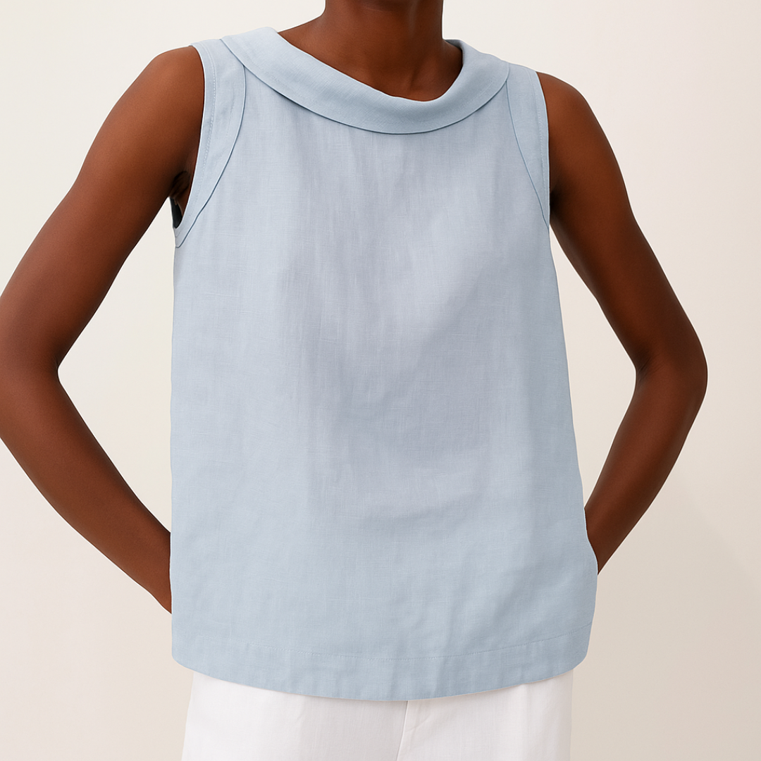Maria™ | Sleeveless Top with Roll Collar