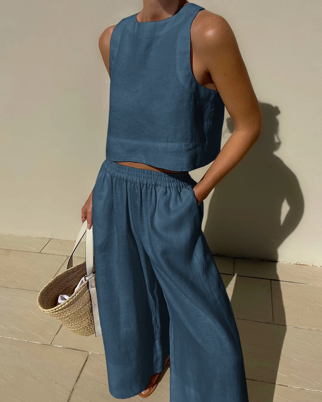 Salina | Women's Two-Piece Crop Top and Wide-Leg Pants Set