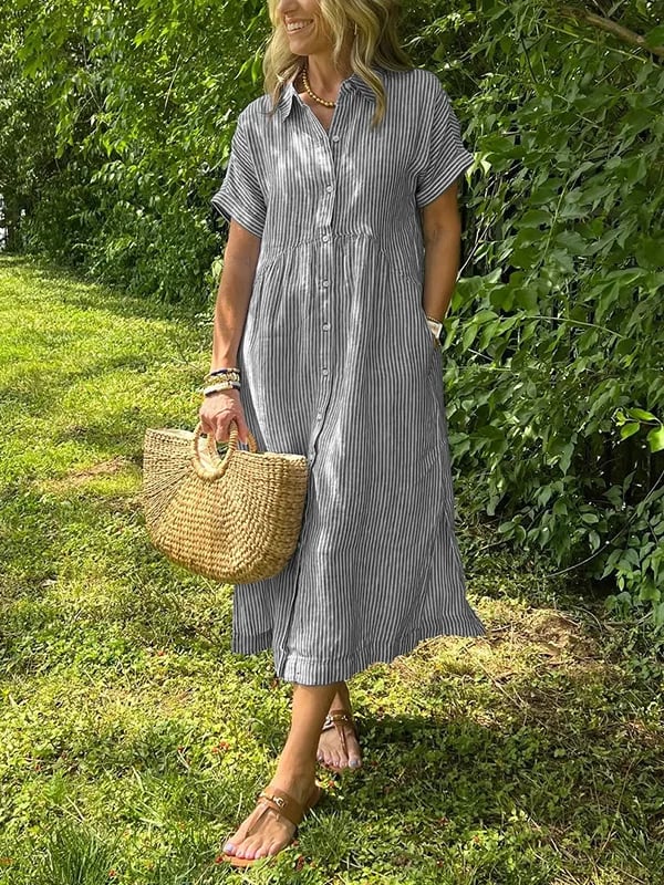 Corinne™ Striped Button-Up Blouse