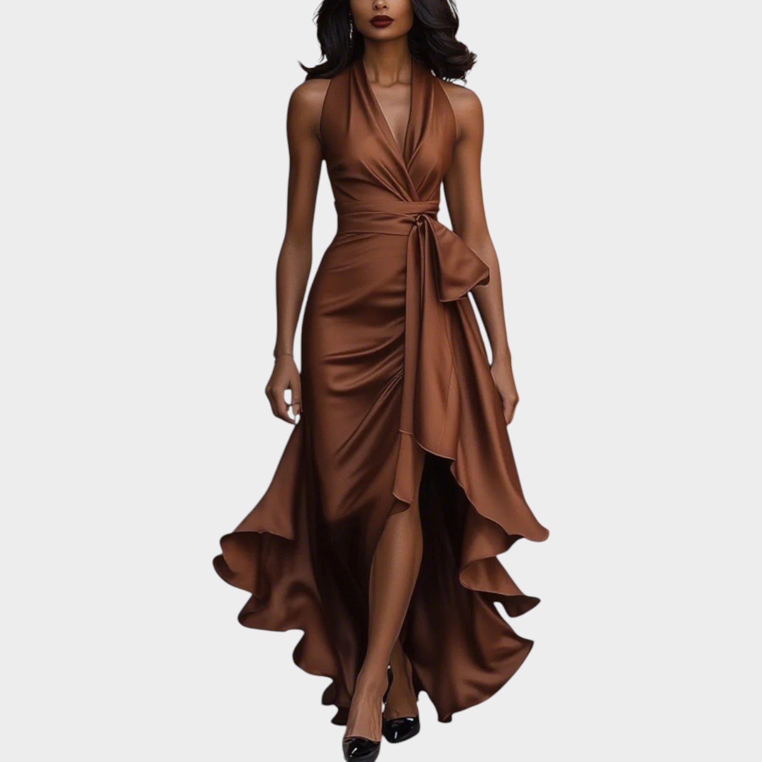 Elegant Halter Wrap Maxi Dress
