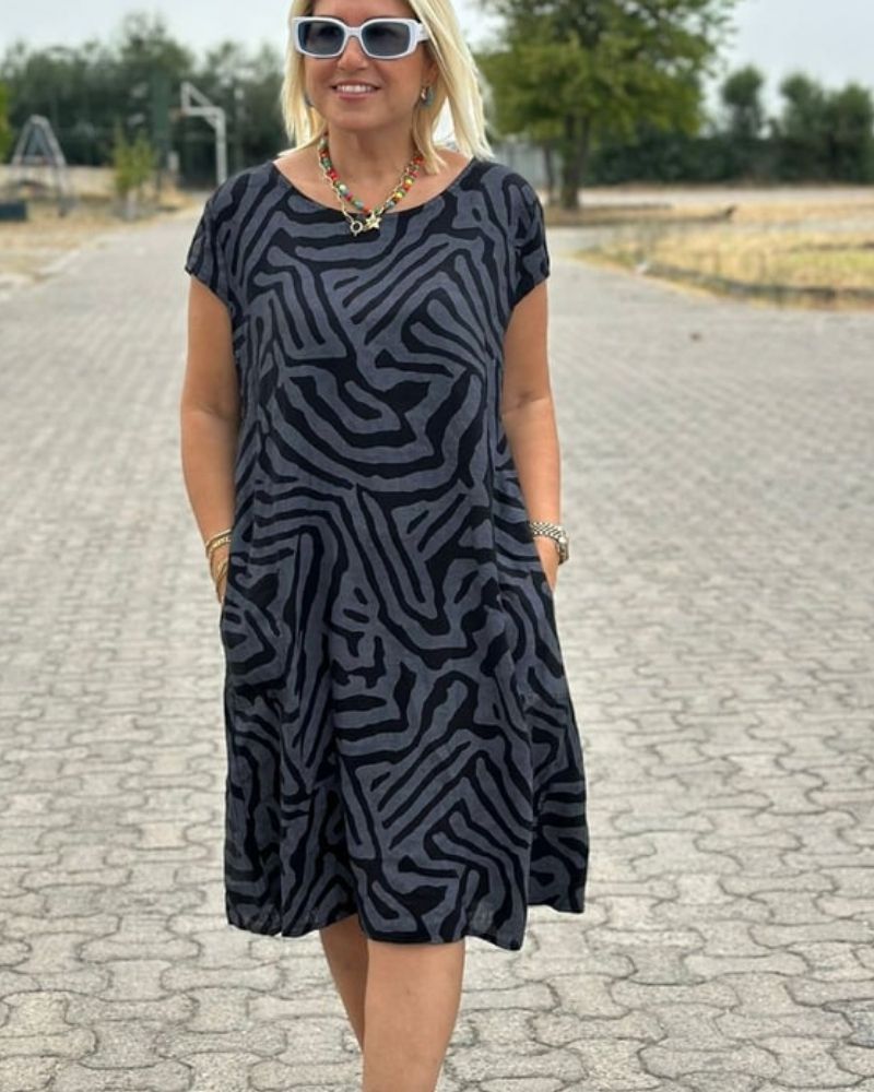 Christina™ | Elegant Printed Summer Dress with Round Neck