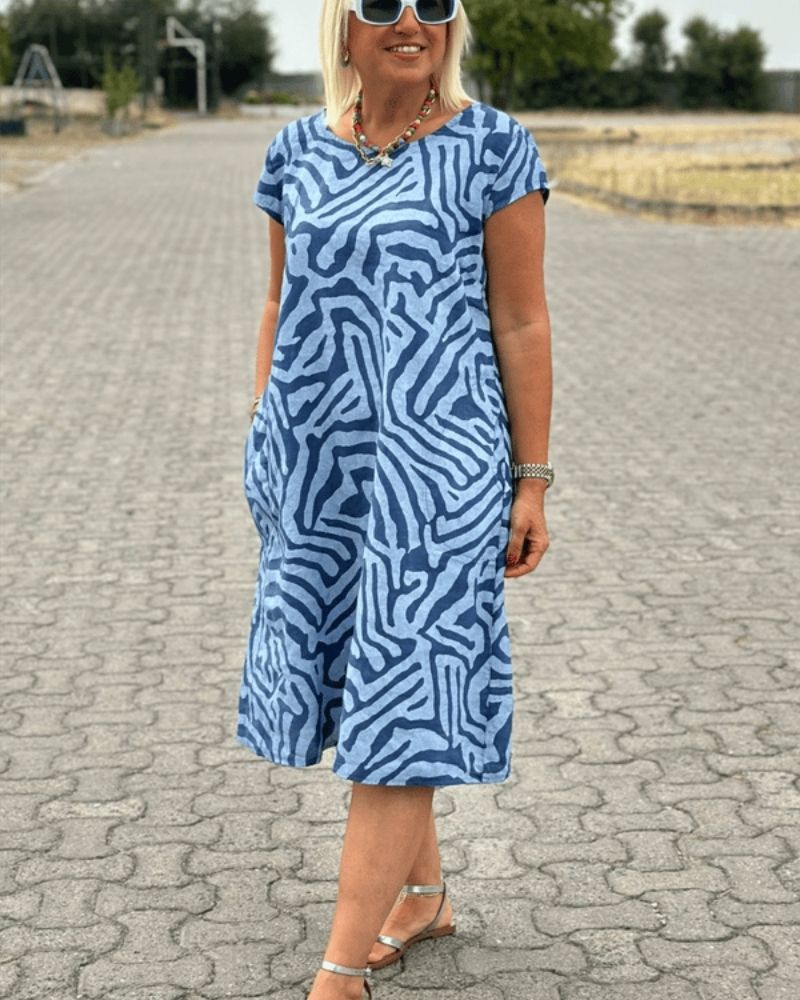 Christina™ | Elegant Printed Summer Dress with Round Neck