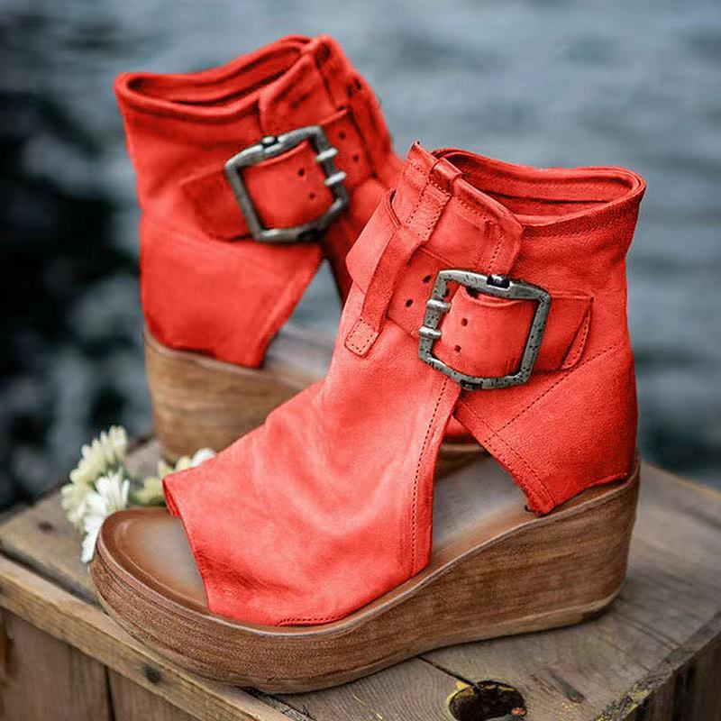 Dawn™ | Boho-Style Wedge Sandals with Buckle