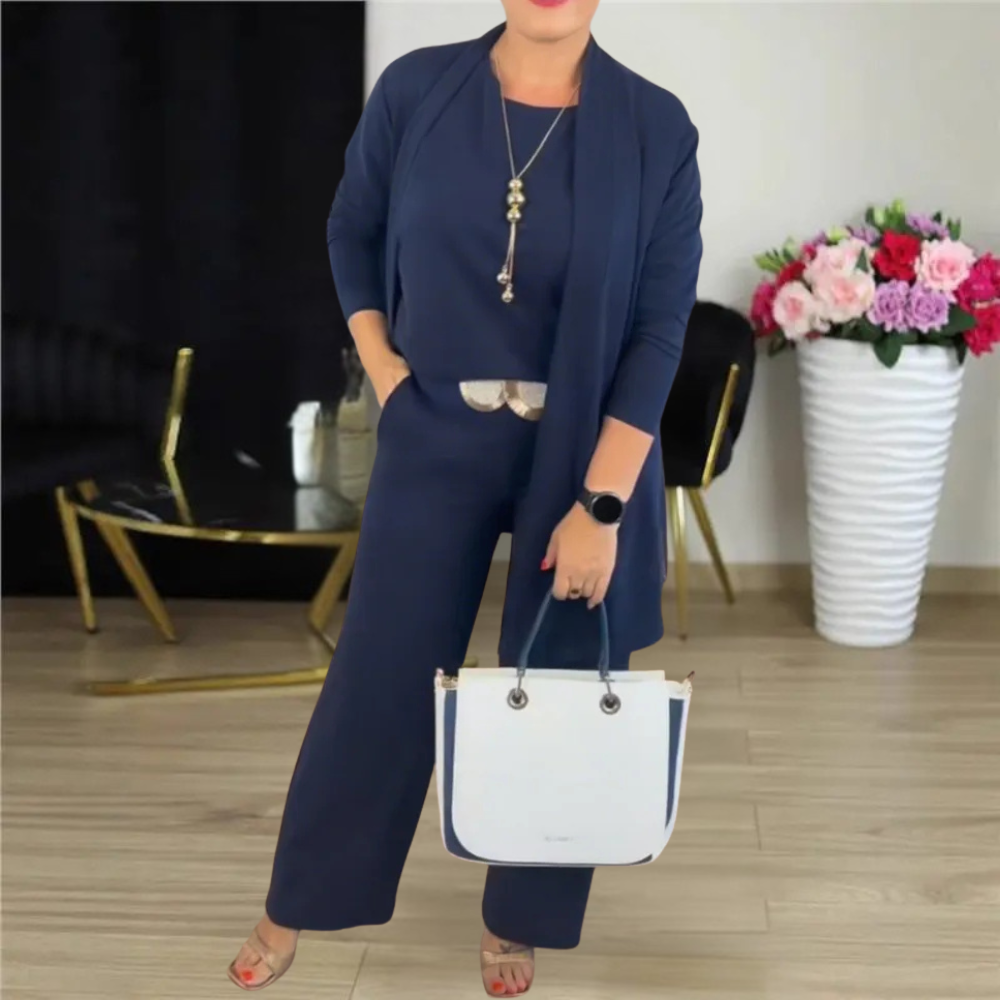 Relaxed Three-Piece Wide-Leg Set