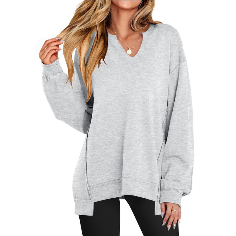 Ember | Women's Long Sleeve Oversized V-Neck Sweatshirt Tunic
