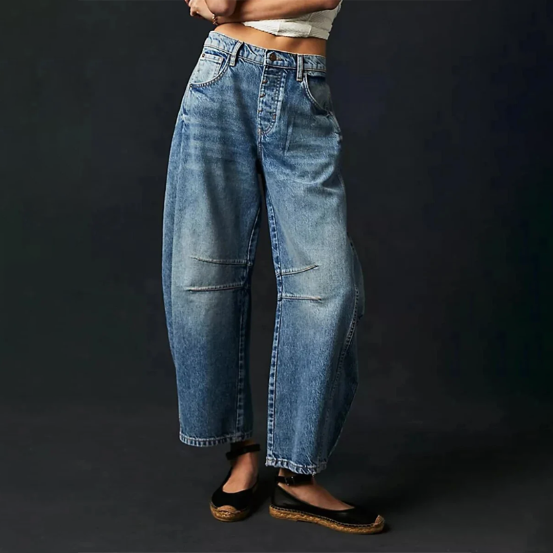 Women's Relaxed Fit High Waist Barrel Leg Jeans
