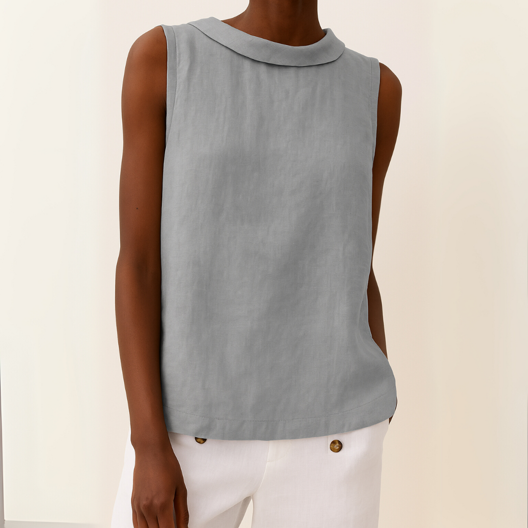 Maria™ | Sleeveless Top with Roll Collar