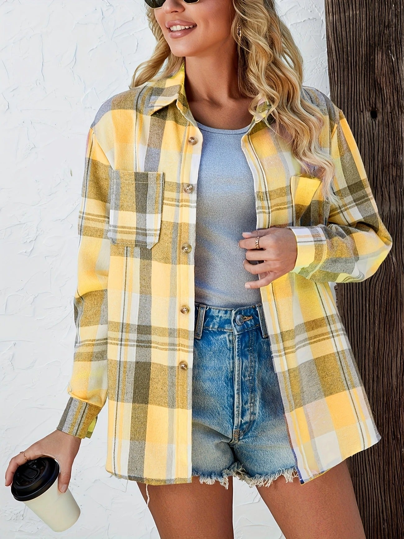 Harper | Women's Oversized Plaid Flannel Shirt with Button Closure