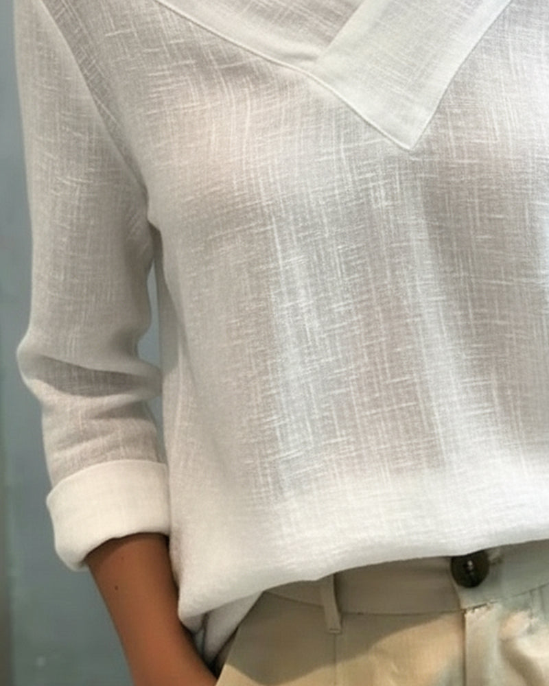 Aria | Women's Long Sleeve Top with Asymmetric V-Neck