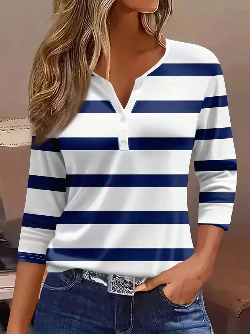 Amelia™ Striped V-Neck Blouse