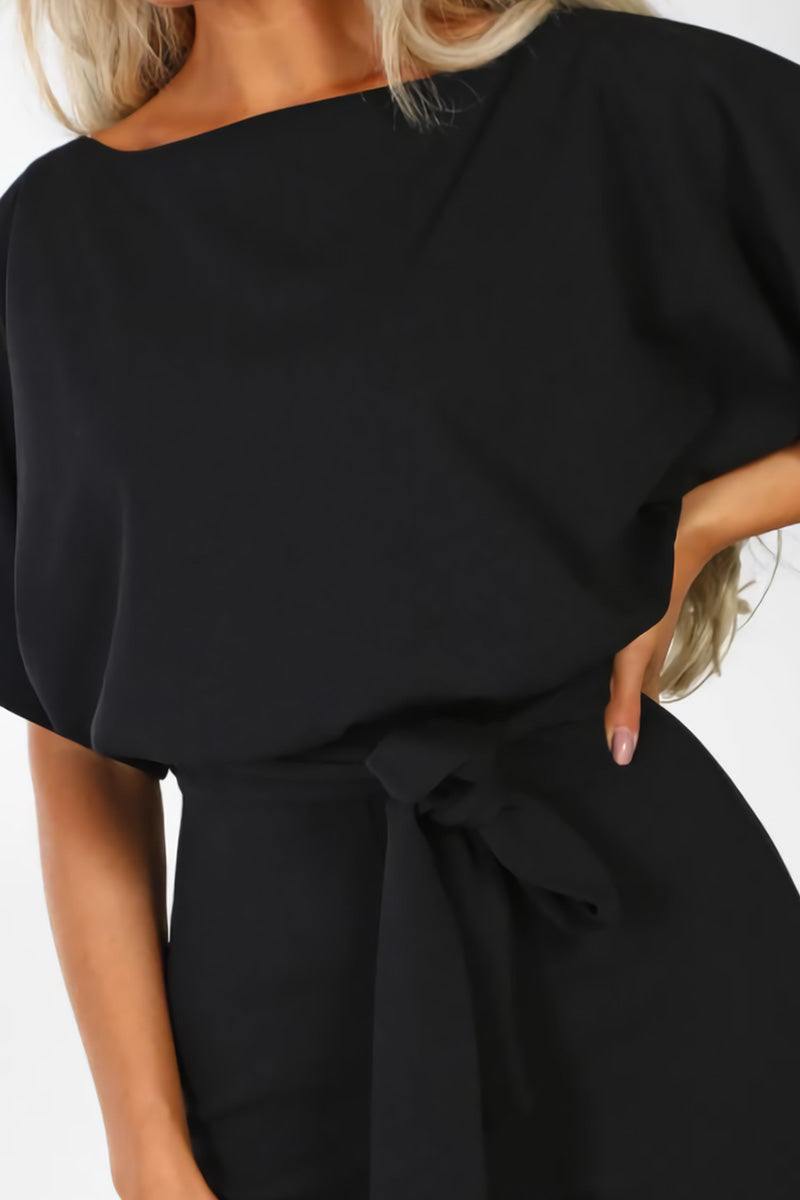 Stella | Women's Belted Wide-Leg Jumpsuit with Batwing Sleeves