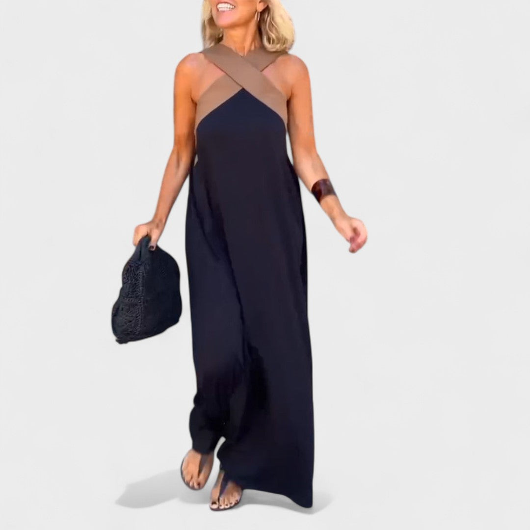 Sue™ | Chic Cross-Neck Maxi Dress