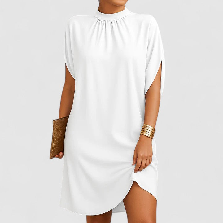 Rosie | Women's Midi Dress with Mock Neck and Batwing Split Sleeves