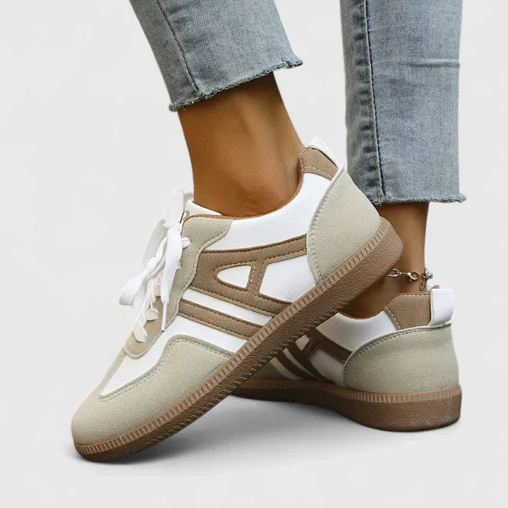 Piper | Women's Beige & White Retro Colorblock Low-Top Sneakers