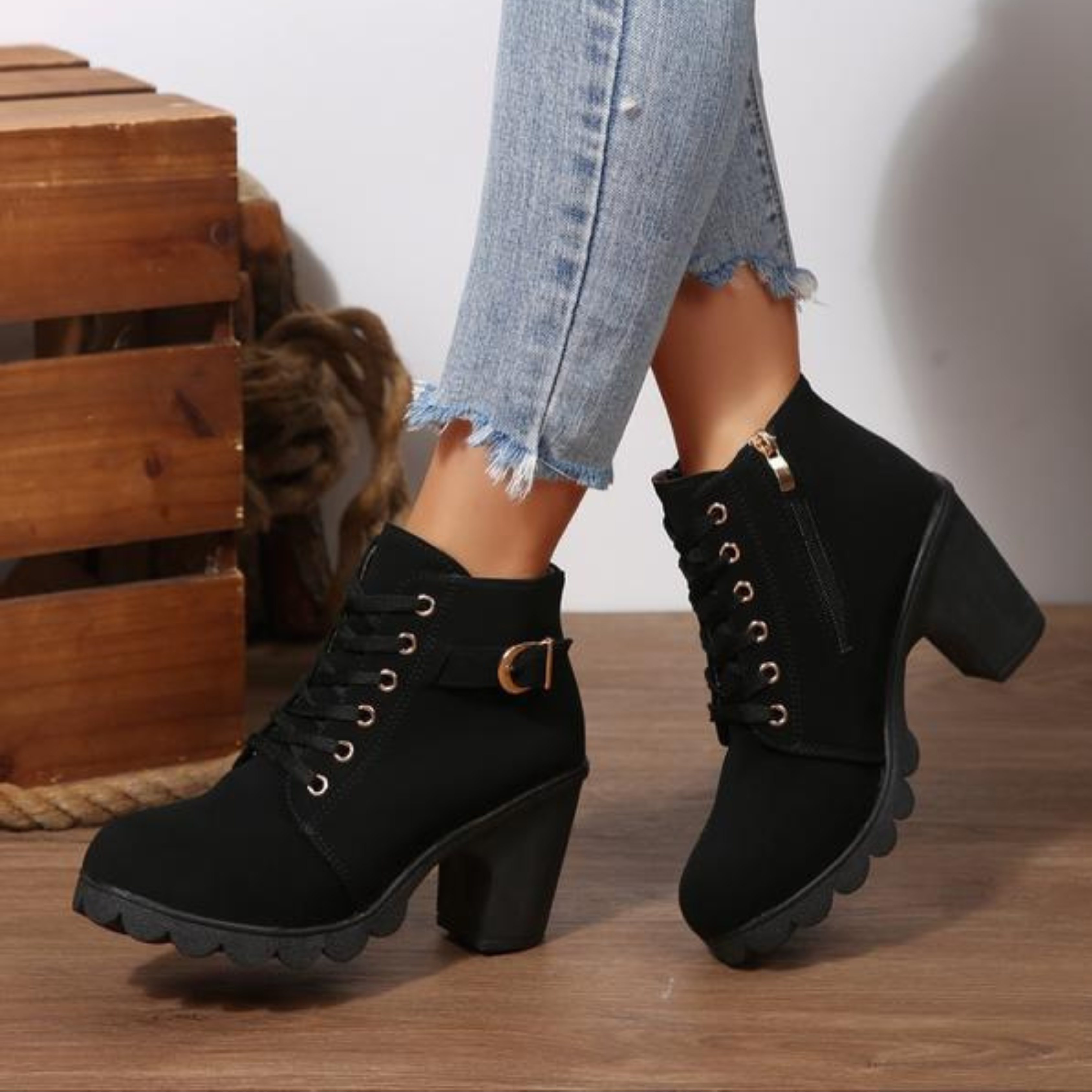 Demi™ | Stylish Lace-Up Chunky Ankle Boots