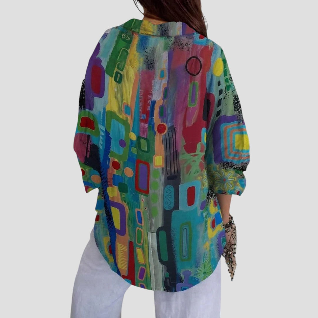 Marjorie™ | Chic Geometric Pattern Blouse