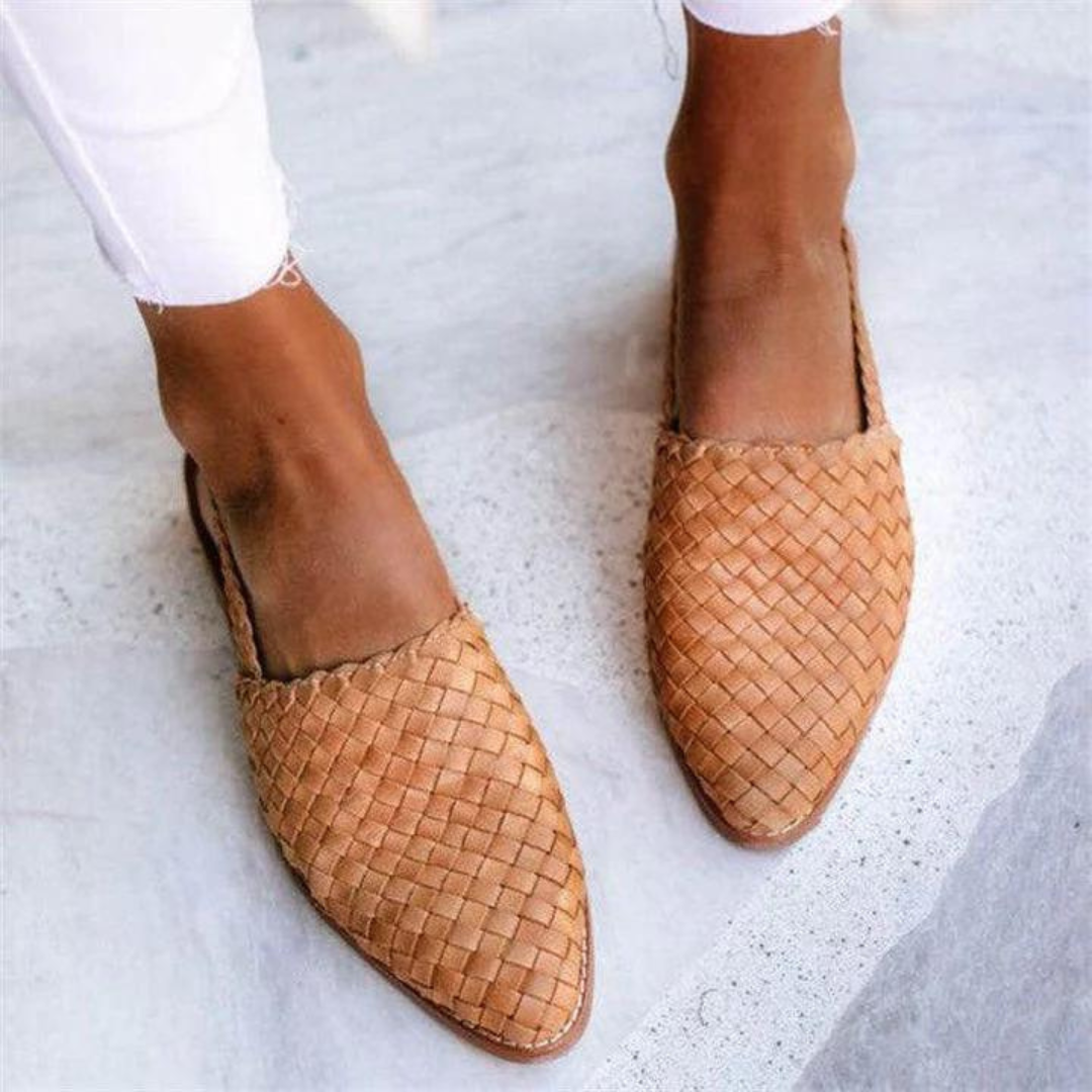 Donna™ | Chic Woven Vegan Leather Ballet Flats