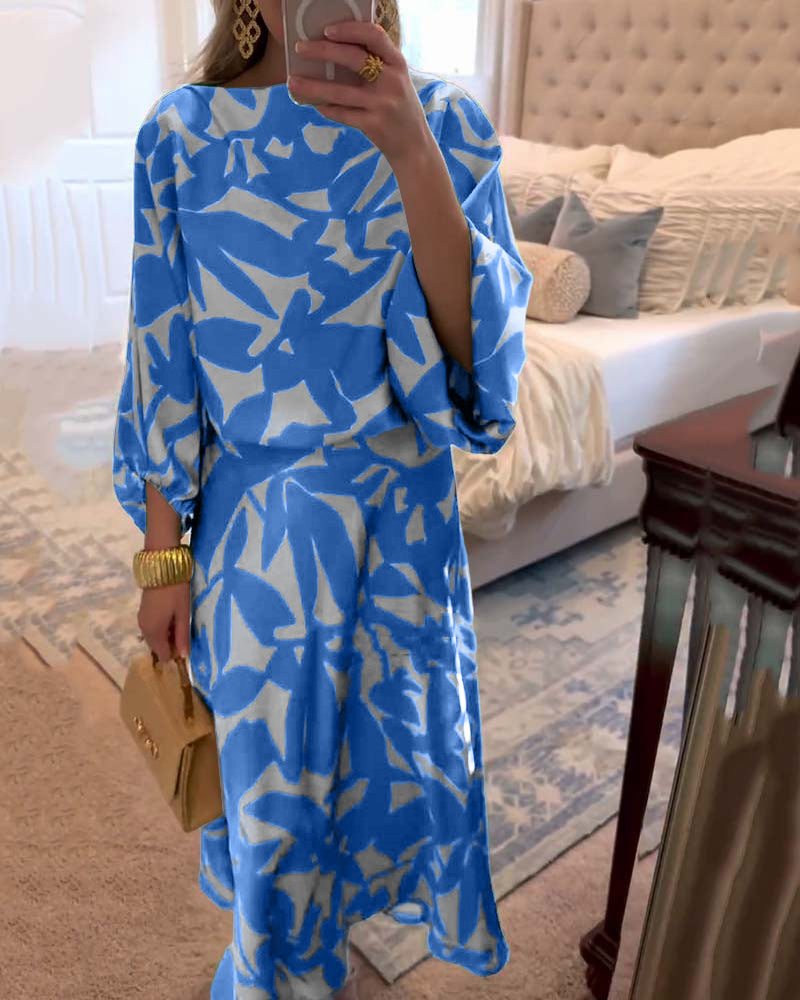 Ashley™ | Printed Two-Piece Set with Lantern Sleeves