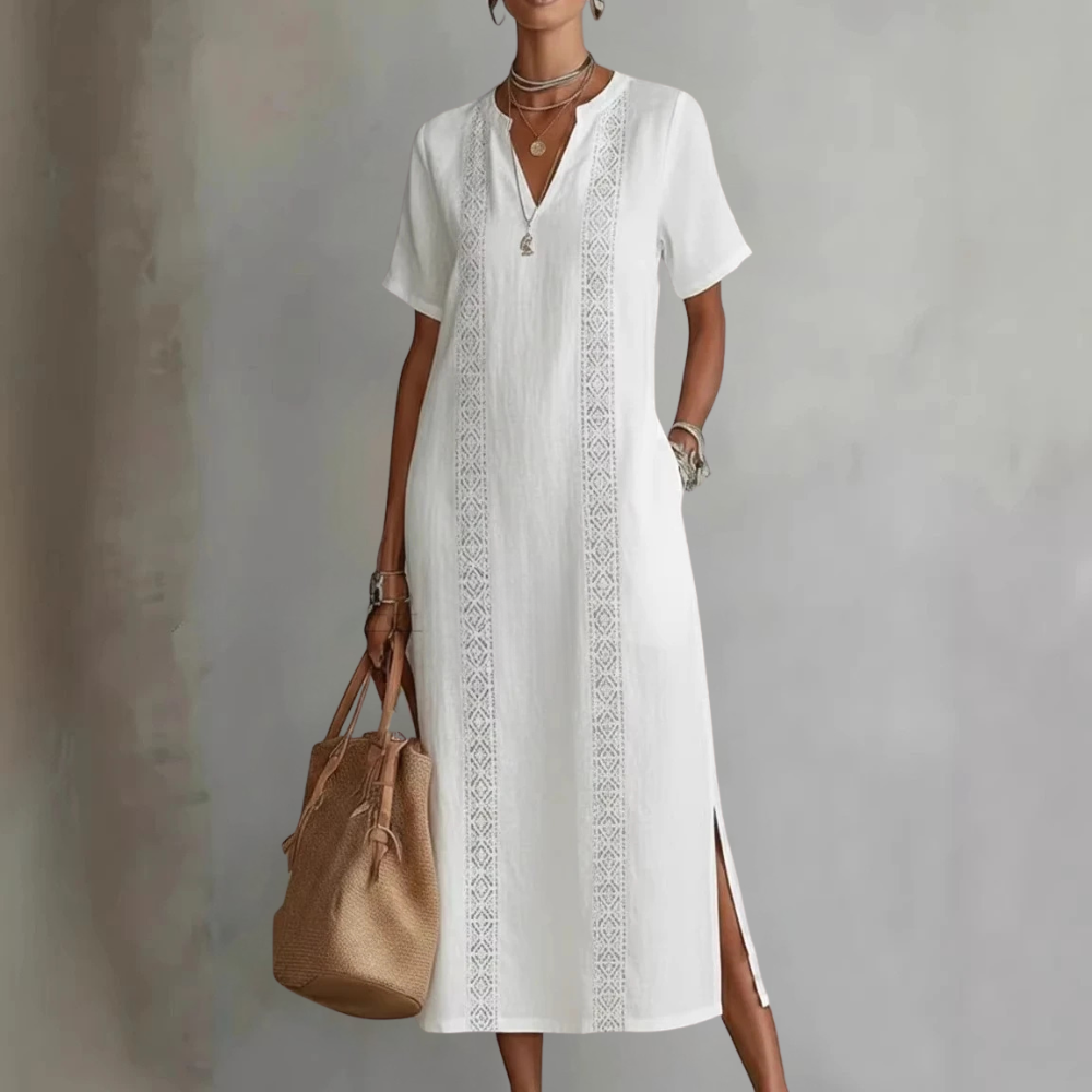 Relaxed V-Neck Midi Dress