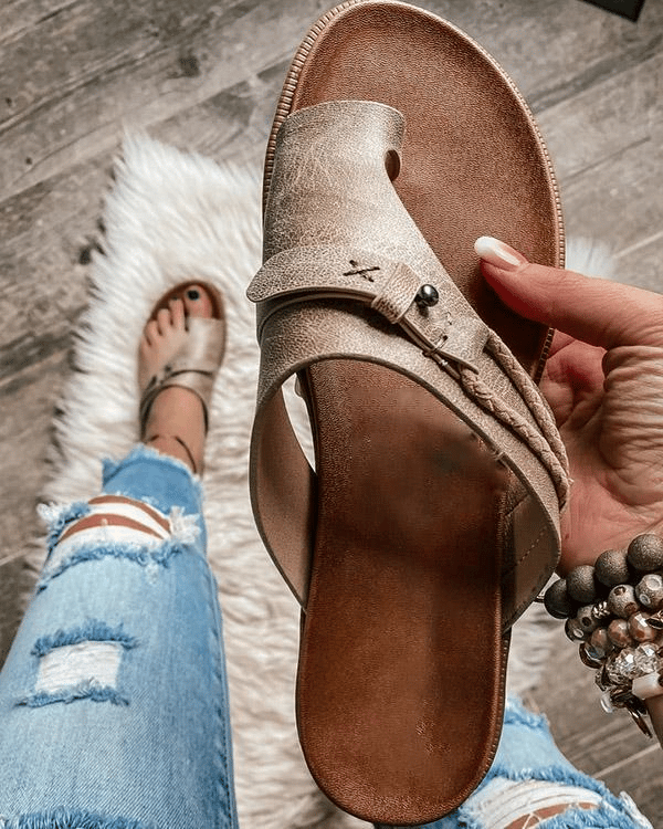 Roma | Women's Boho Slip-On Flat Toe Ring Sandals for Summer