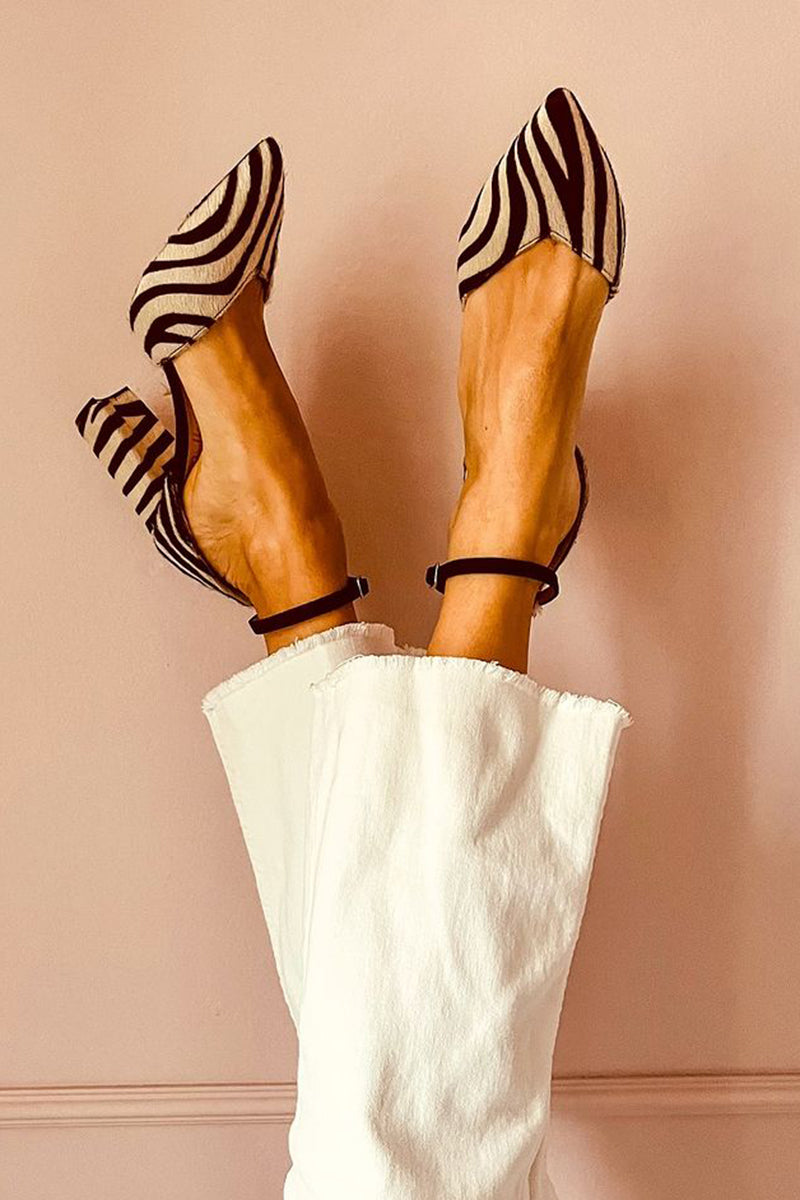 Zebrina™ | Stylish Zebra Print Sandals with Secure Strap and Sturdy Heel