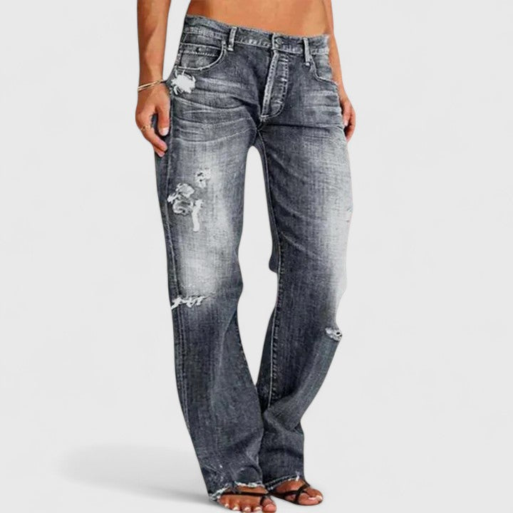 Sadie | Women's Distressed Straight Leg Jeans with Low Rise