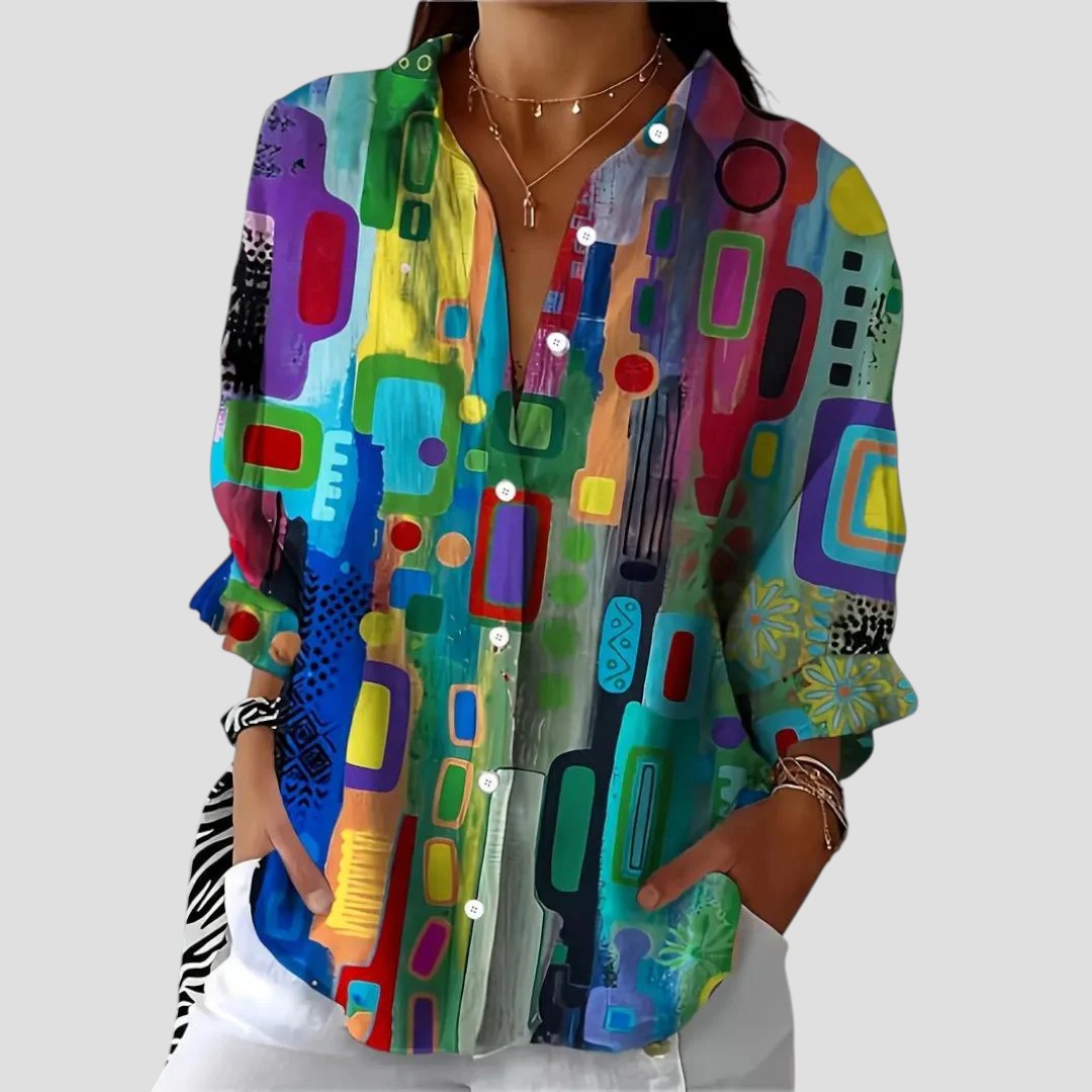Marjorie™ | Chic Geometric Pattern Blouse