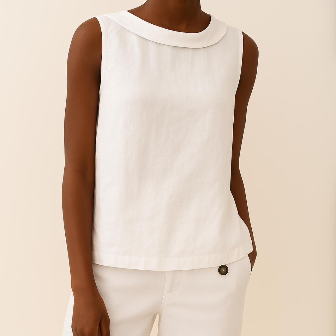 Maria™ | Sleeveless Top with Roll Collar