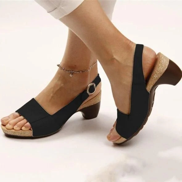 Vivian | Women's Slingback Sandals with Buckle Strap and Block Heel