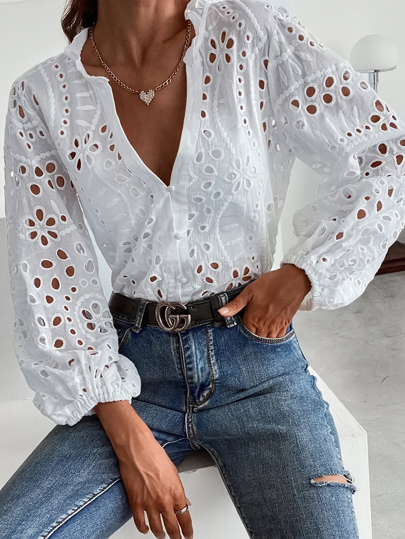 Elise™ | Long-Sleeve Floral Blouse