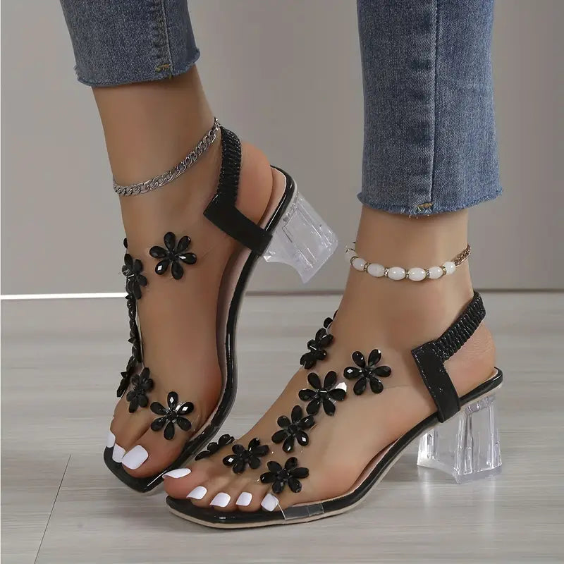 Serene | Women's Rhinestone-Embellished Block Heel Sandals