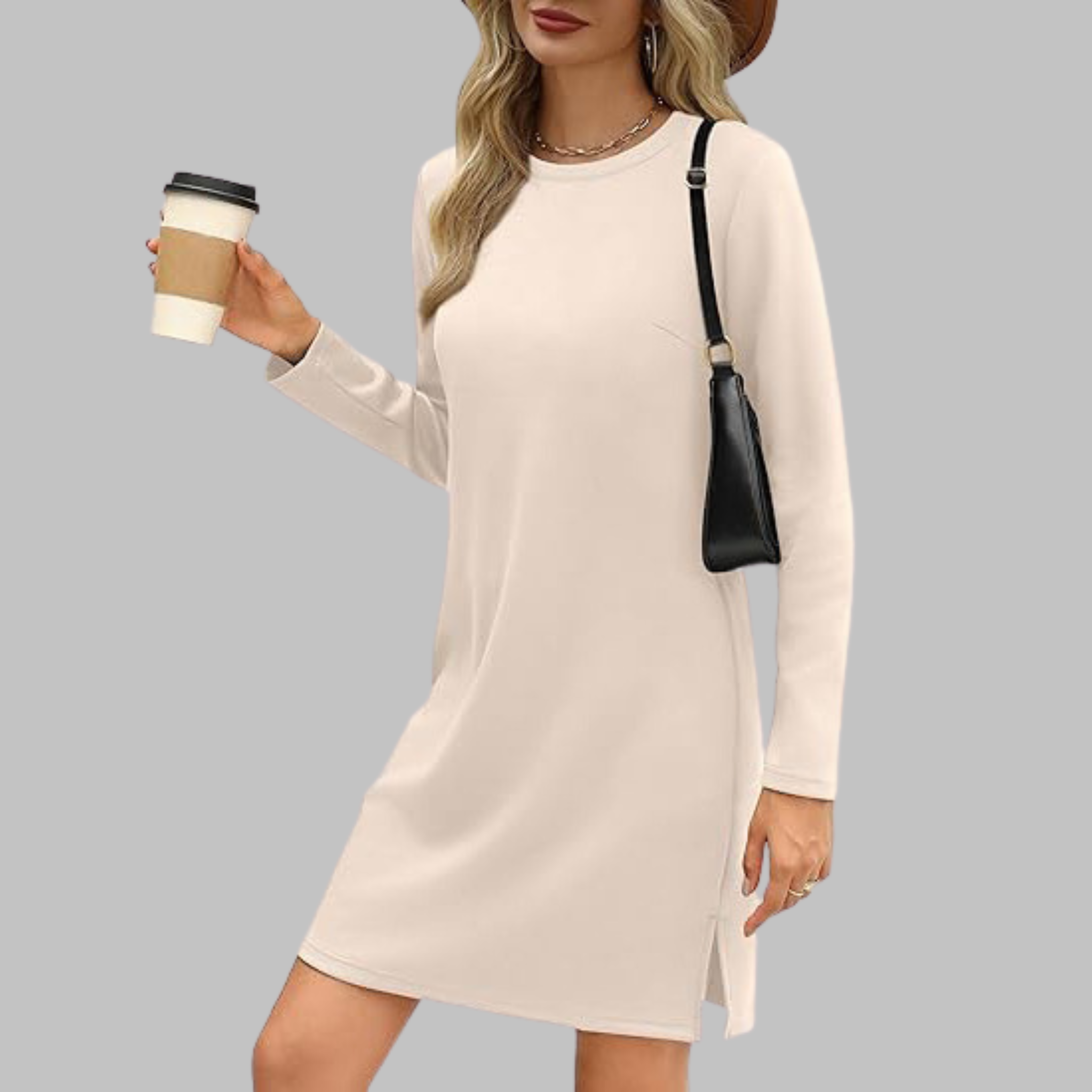 Alayah™ | Cozy Long Sleeve Round Neck Dress