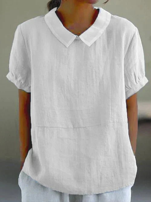 Ivy | Women's Casual Short Sleeve Top with Peter Pan Collar