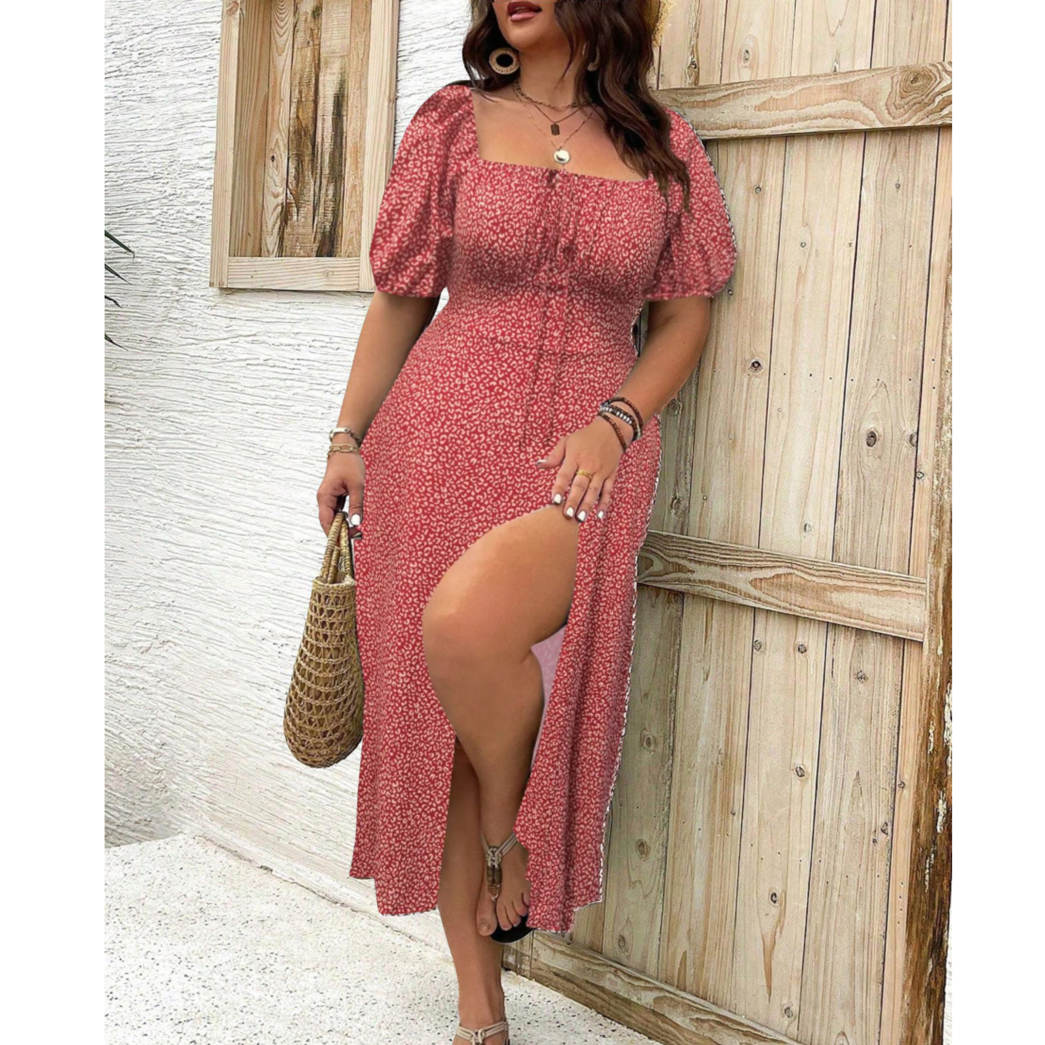 Eleanor™ | Elegant Plus Size Maxi Dress with Puff Sleeves