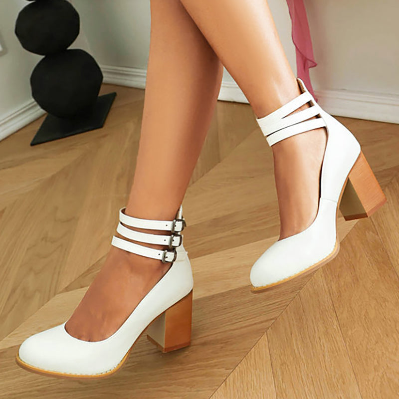 Casilda™ | Sleek Ankle Strap Sandals with Chunky Heel
