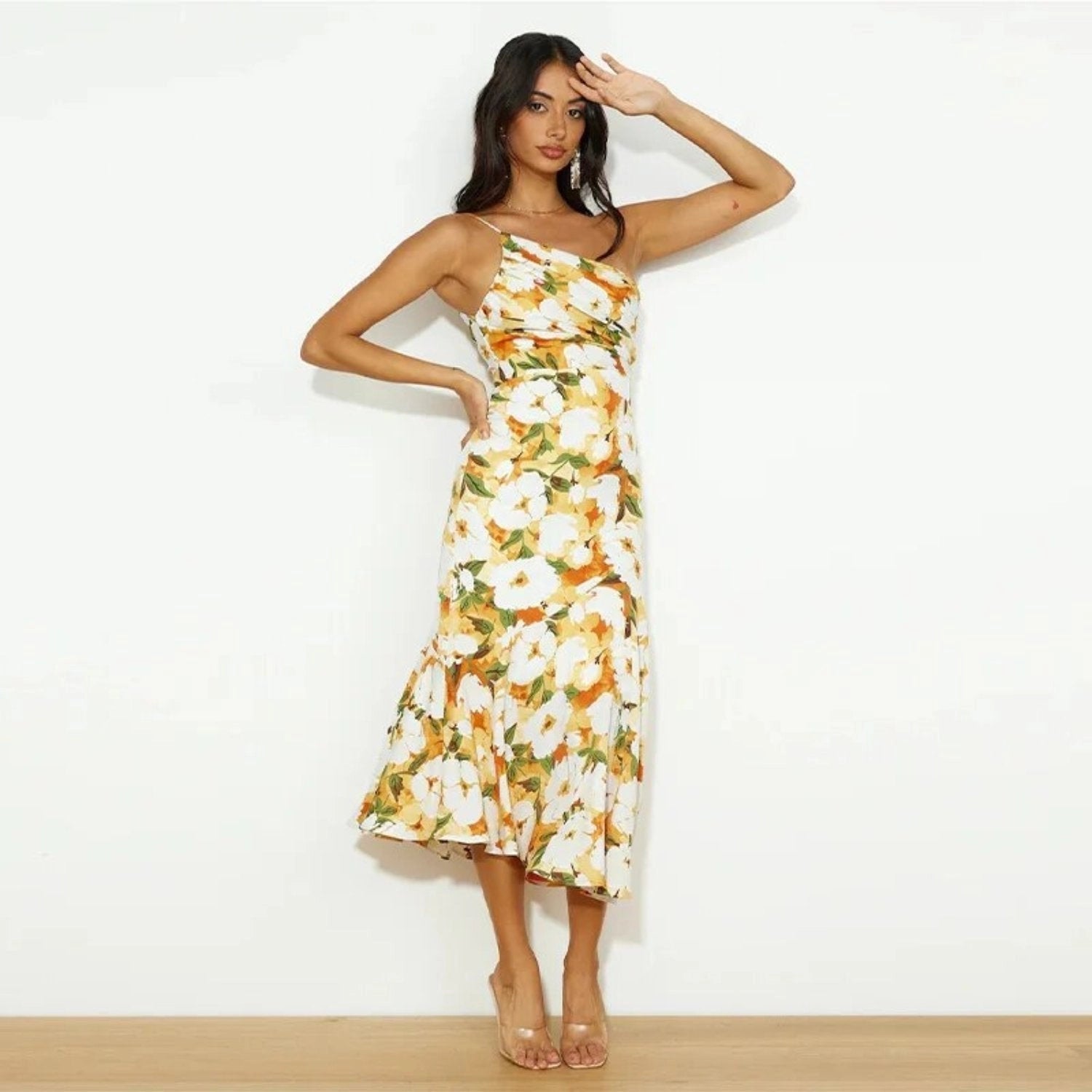 Kathy™ Women's Floral Maxi Dress with Asymmetrical Design